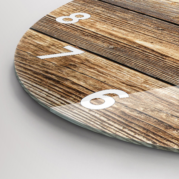 Ceas rotund de perete din sticlă Scânduri de lemn