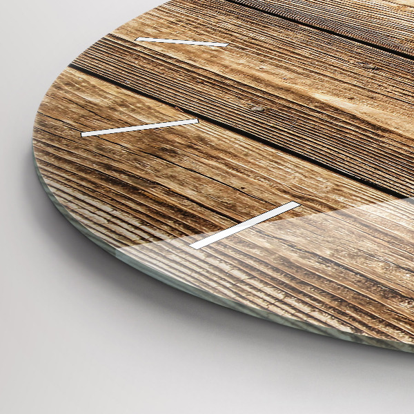 Ceas rotund de perete din sticlă Scânduri de lemn