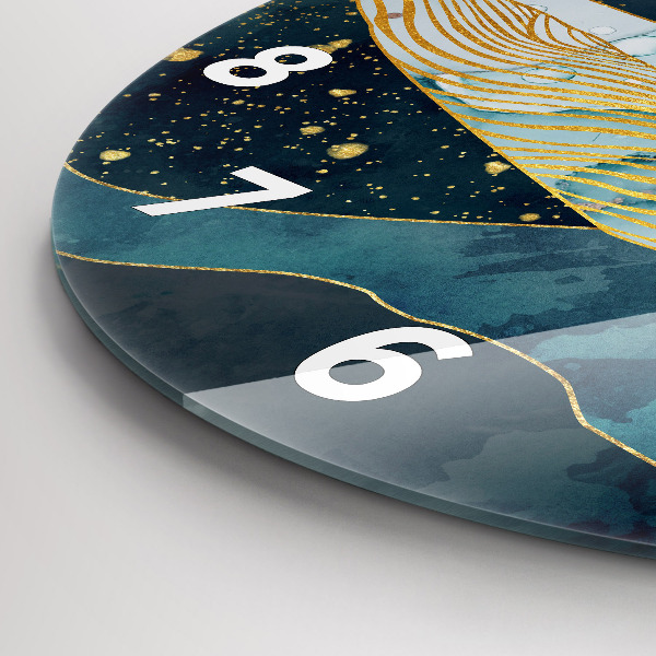 Ceas rotund de perete din sticlă Balenă abstractă