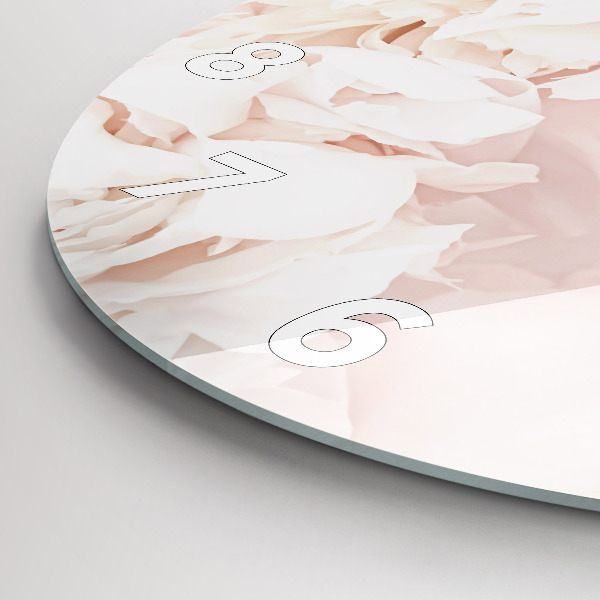 Ceas rotund de perete din sticlă Flori de bujor