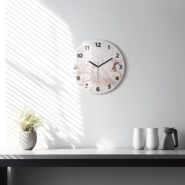 Ceas rotund de perete din sticlă Flori de bujor