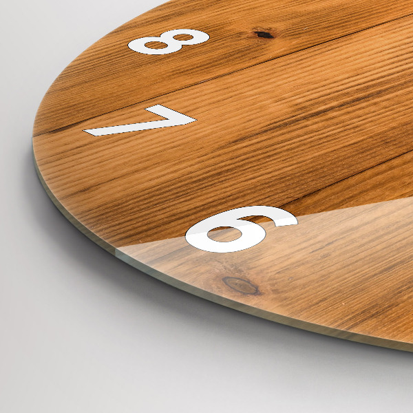 Ceas rotund de perete din sticlă Scânduri de lemn