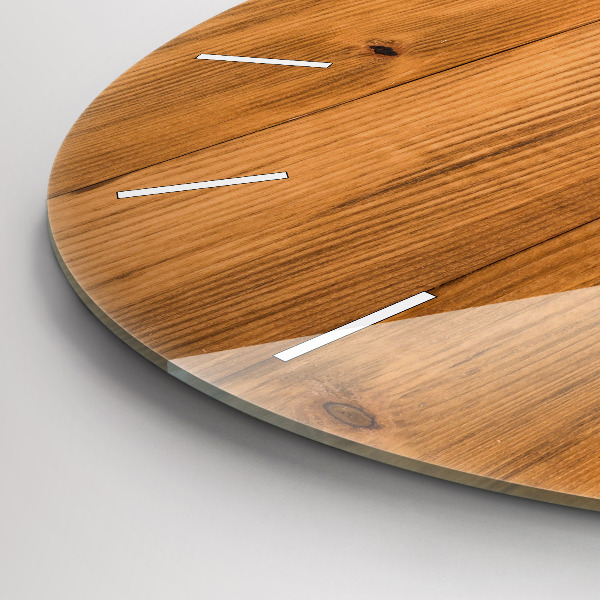 Ceas rotund de perete din sticlă Scânduri de lemn