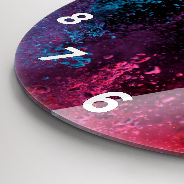 Ceas rotund de perete din sticlă O explozie de culori