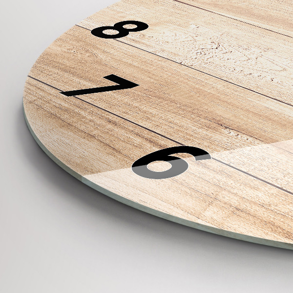 Ceas rotund de perete din sticlă Textura din lemn