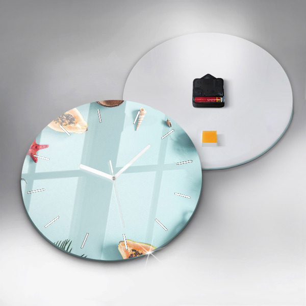 Ceas rotund de perete din sticlă Compoziție de vară