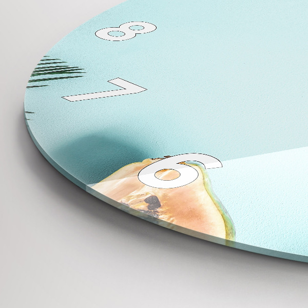 Ceas rotund de perete din sticlă Compoziție de vară