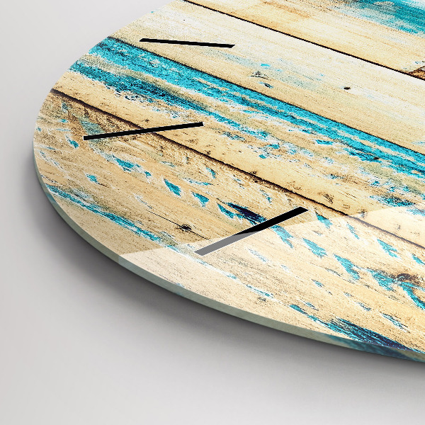 Ceas rotund de perete din sticlă Lemn zgâriat