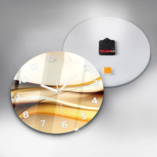 Ceas rotund de perete din sticlă Abstracția valurilor