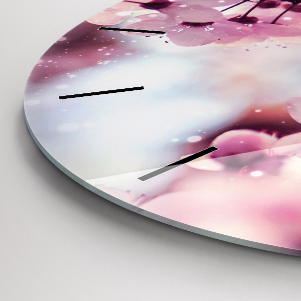 Ceas rotund de perete din sticlă Flori de primavara