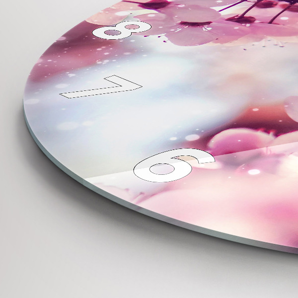 Ceas rotund de perete din sticlă Flori de primavara