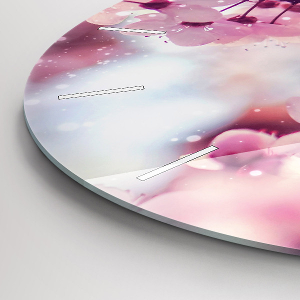 Ceas rotund de perete din sticlă Flori de primavara