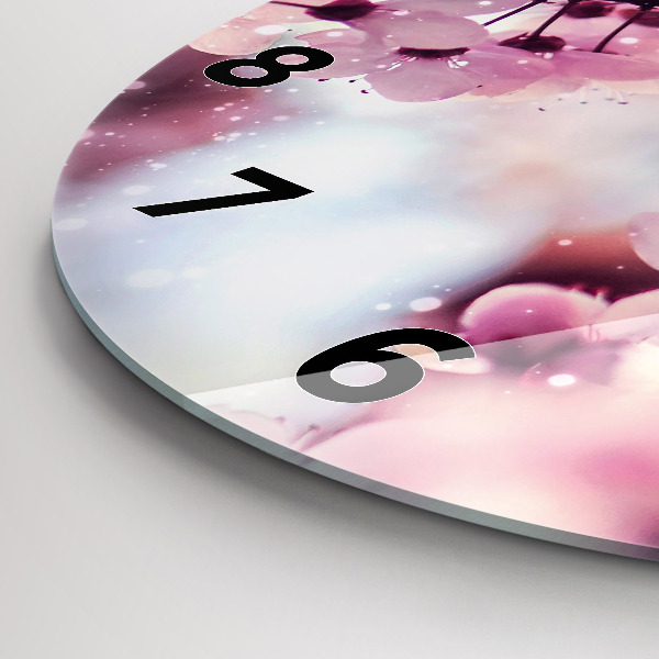 Ceas rotund de perete din sticlă Flori de primavara