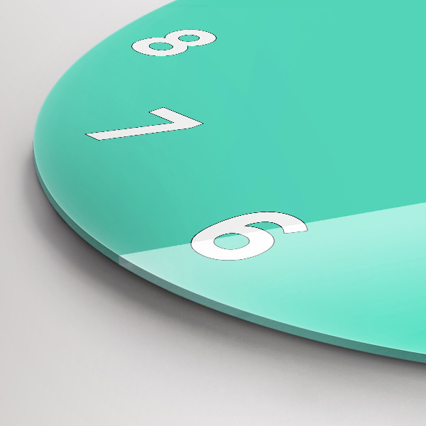 Ceas rotund de perete din sticlă Turcoaz