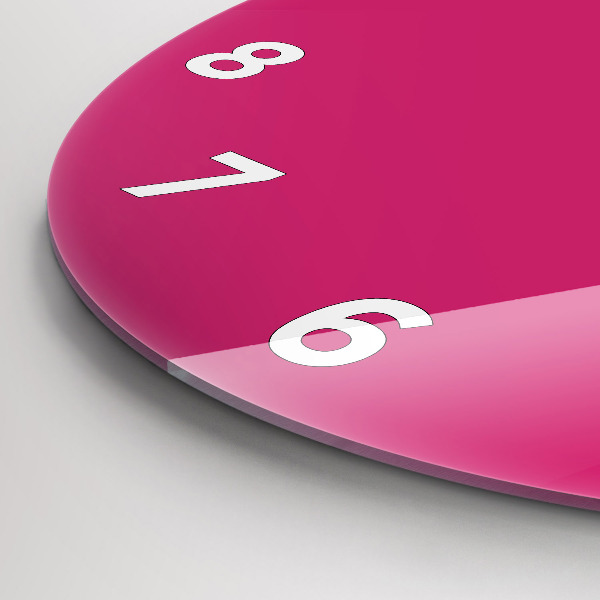 Ceas rotund de perete din sticlă Roz