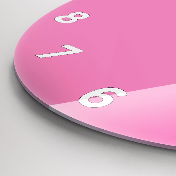 Ceas rotund de perete din sticlă Roz