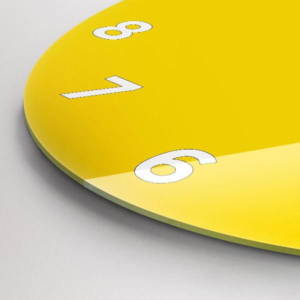 Ceas rotund de perete din sticlă Galben