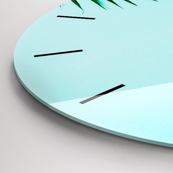 Ceas rotund de perete din sticlă Palmieri verzi