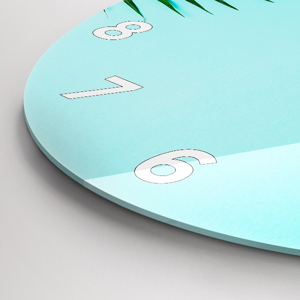 Ceas rotund de perete din sticlă Palmieri verzi