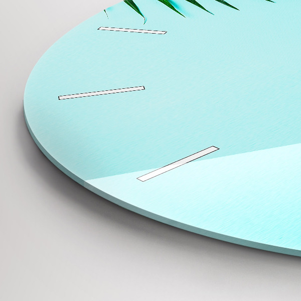 Ceas rotund de perete din sticlă Palmieri verzi