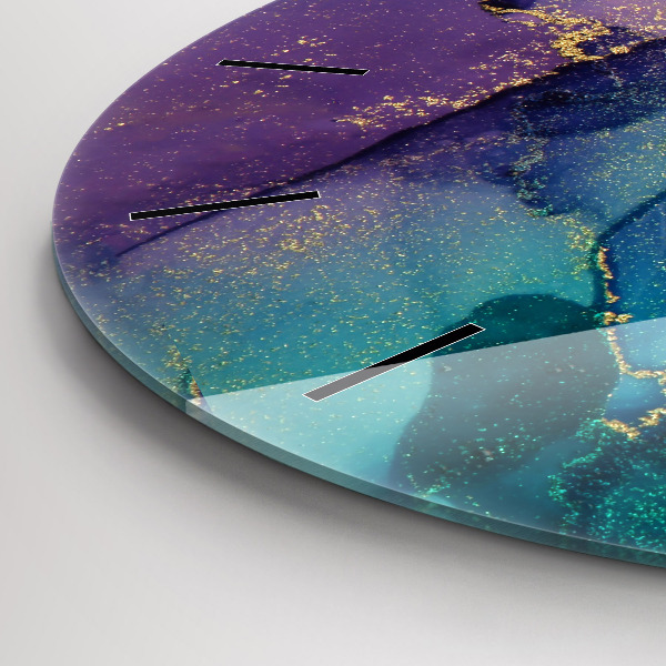 Ceas rotund de perete din sticlă Abstracția culorilor