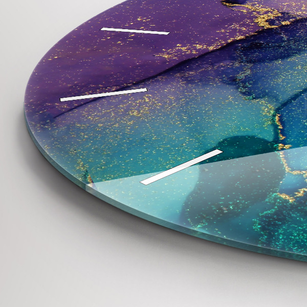 Ceas rotund de perete din sticlă Abstracția culorilor