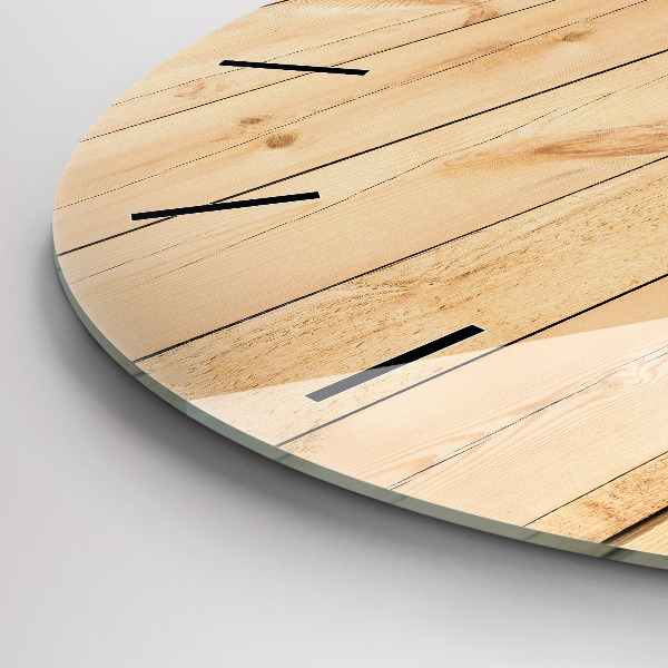 Ceas rotund de perete din sticlă Scânduri de lemn