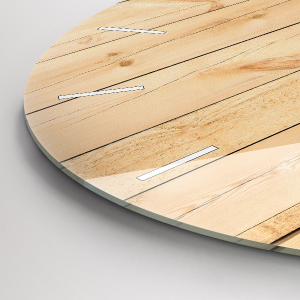 Ceas rotund de perete din sticlă Scânduri de lemn