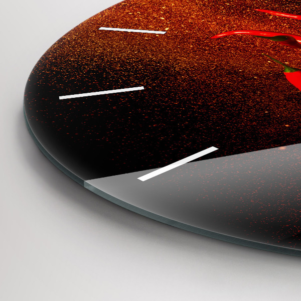 Ceas rotund de perete din sticlă Ardei iute