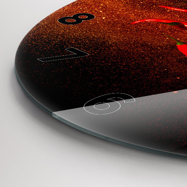 Ceas rotund de perete din sticlă Ardei iute