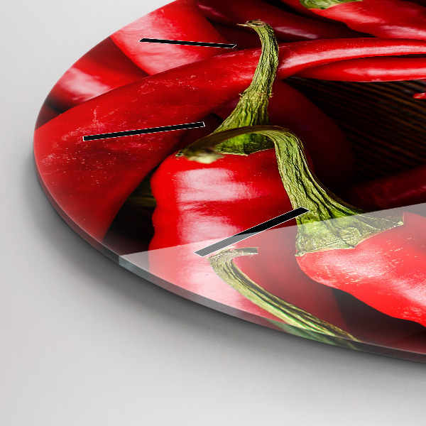 Ceas rotund de perete din sticlă Ardei iute