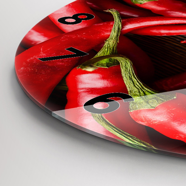 Ceas rotund de perete din sticlă Ardei iute