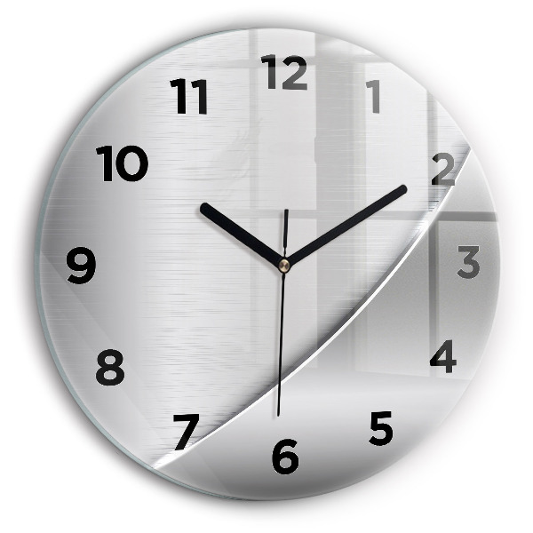 Ceas rotund de perete din sticlă Model argintiu