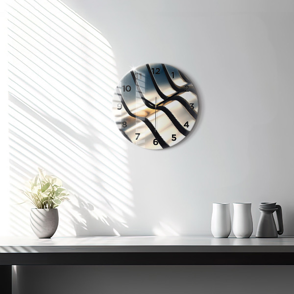 Ceas rotund de perete din sticlă Model argintiu