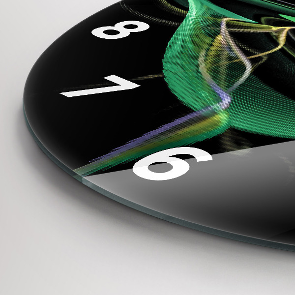 Ceas rotund de perete din sticlă Abstracția verde