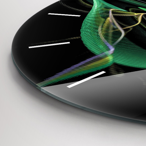 Ceas rotund de perete din sticlă Abstracția verde