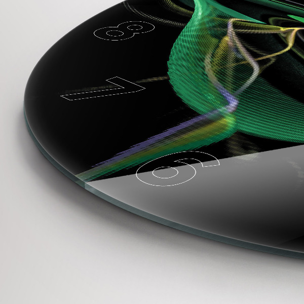 Ceas rotund de perete din sticlă Abstracția verde