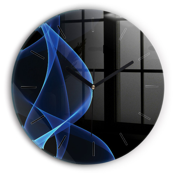 Ceas rotund de perete din sticlă Linii albastre