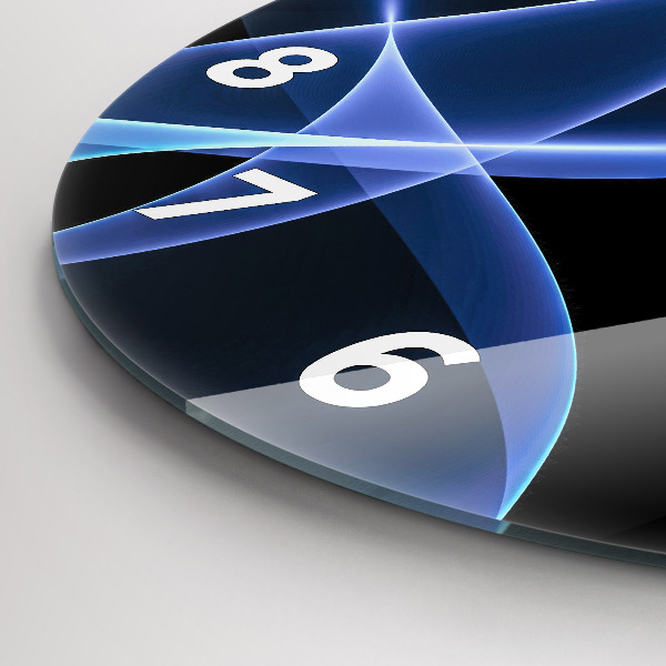 Ceas rotund de perete din sticlă Linii albastre