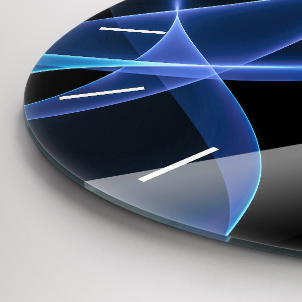 Ceas rotund de perete din sticlă Linii albastre