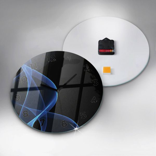 Ceas rotund de perete din sticlă Linii albastre