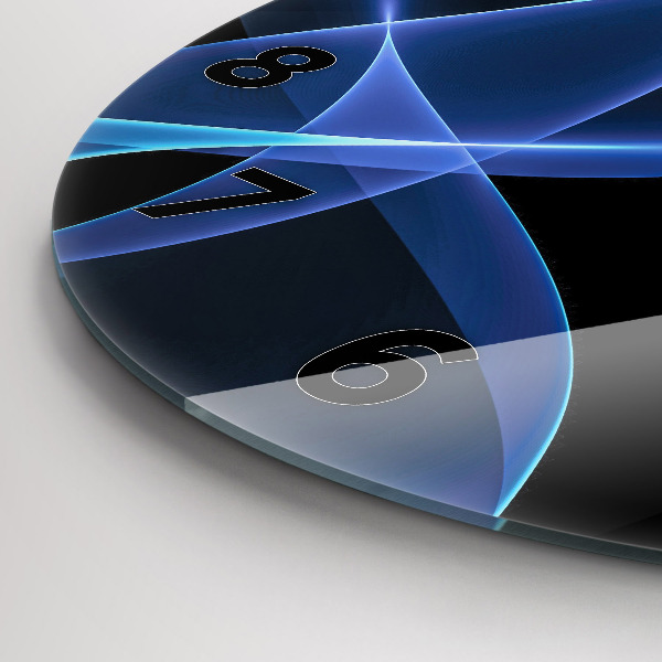 Ceas rotund de perete din sticlă Linii albastre