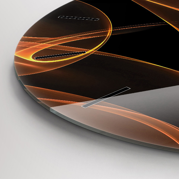 Ceas rotund de perete din sticlă Linii portocalii