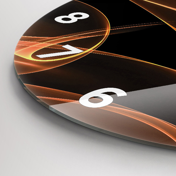 Ceas rotund de perete din sticlă Linii portocalii