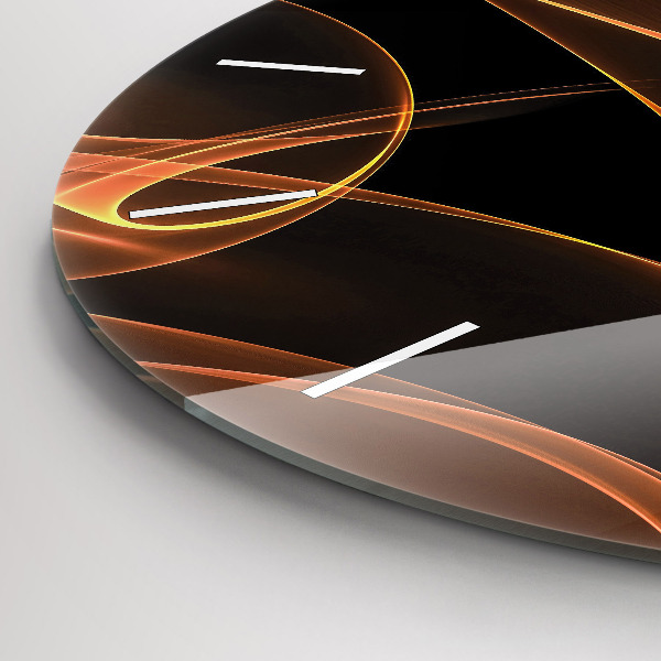 Ceas rotund de perete din sticlă Linii portocalii