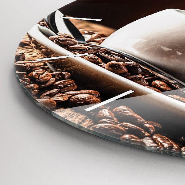 Ceas rotund de perete din sticlă O ceașcă de cafea