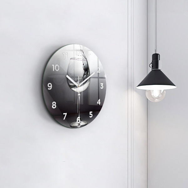 Ceas rotund de perete din sticlă pahar de vin