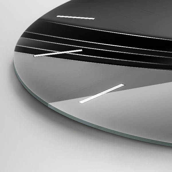 Ceas rotund de perete din sticlă Linii de argint