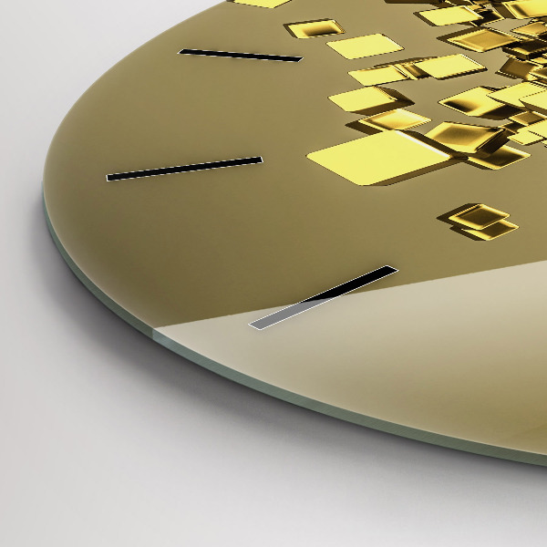 Ceas rotund de perete din sticlă Pătrate de aur