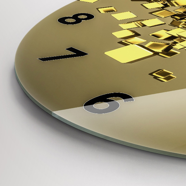 Ceas rotund de perete din sticlă Pătrate de aur